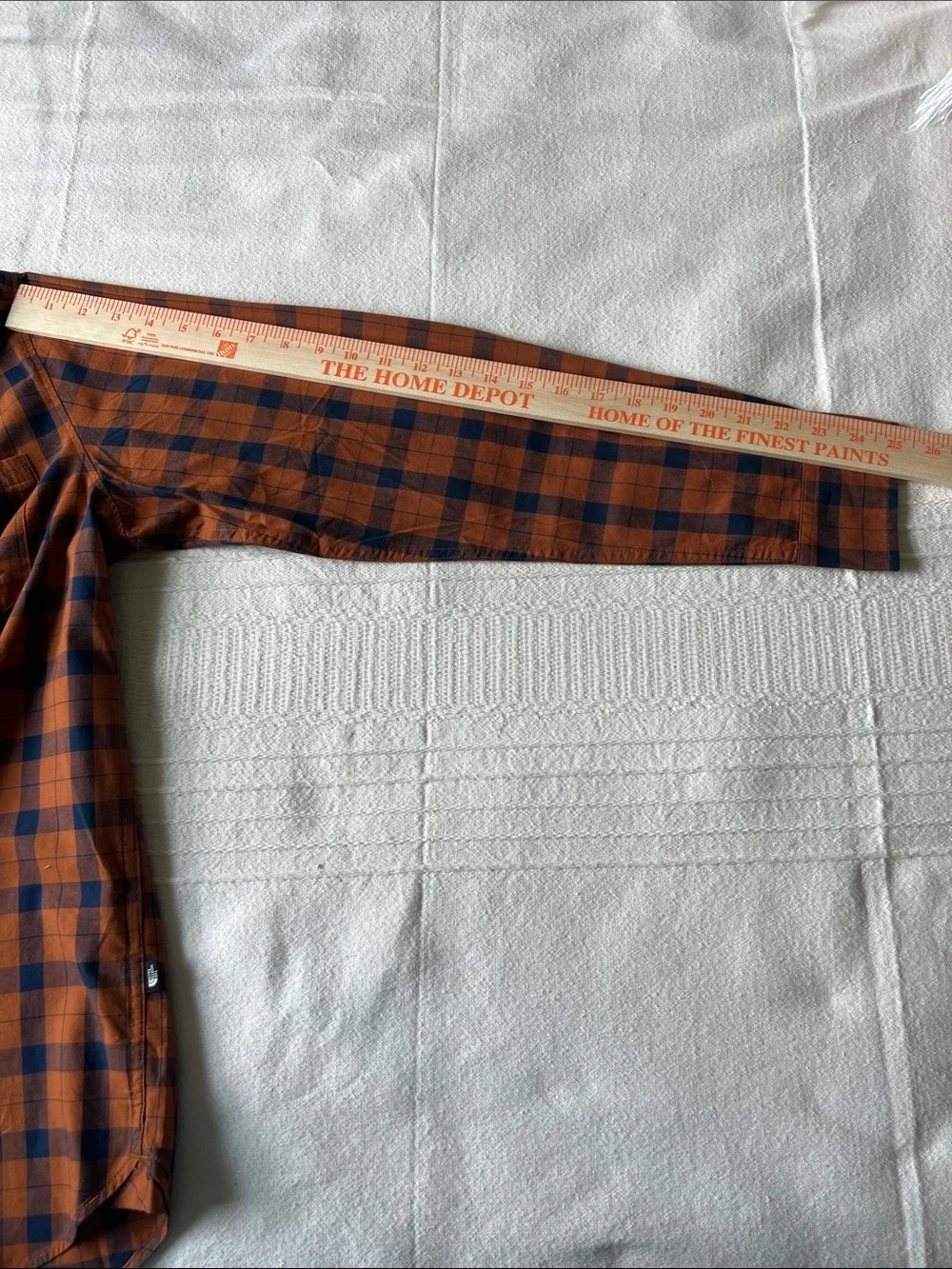 The North Face Orange and Navy Plaid Long-Sleeve Button-Down Shirt